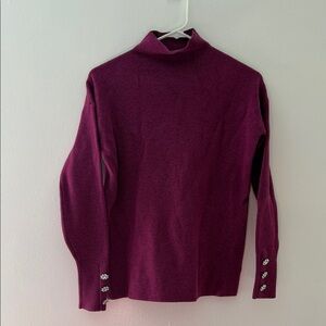 Tahari Plum Turtleneck Sweater with Button Details